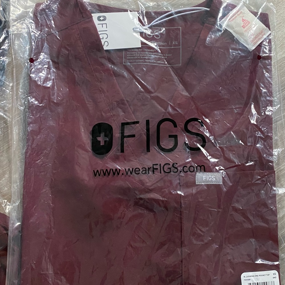 Brand New Figs Burgundy Set